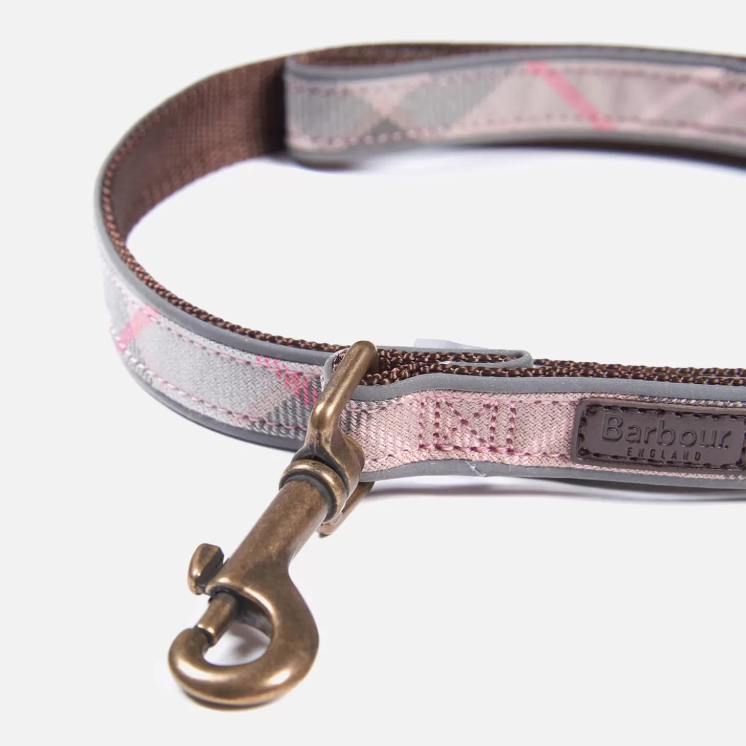 Dogs Reflective Tartan Lead - Taupe/Pink Tartan*Barbour Store