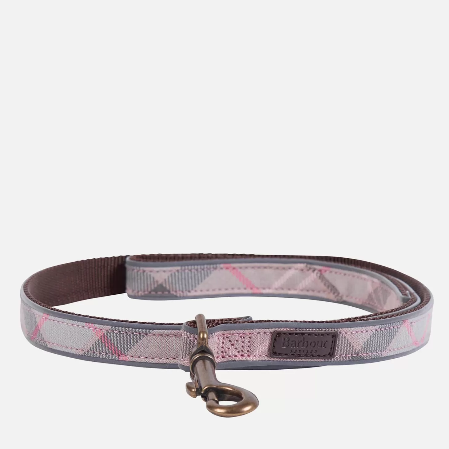 Reflective Tartan Dog Collar - Taupe/Pink Tartan*Barbour Shop