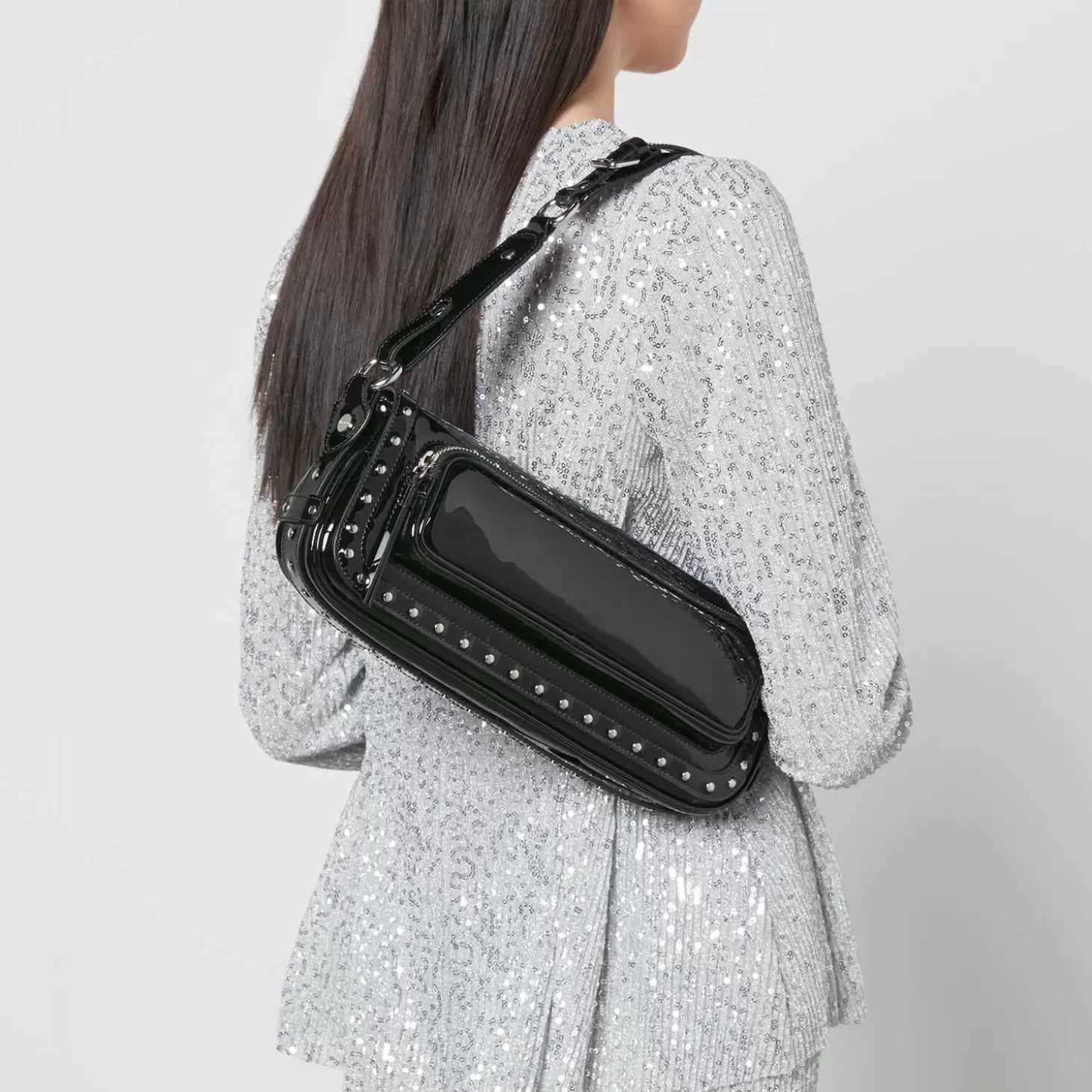 Maddy Studded Black Patent Leather Bag*BY FAR New