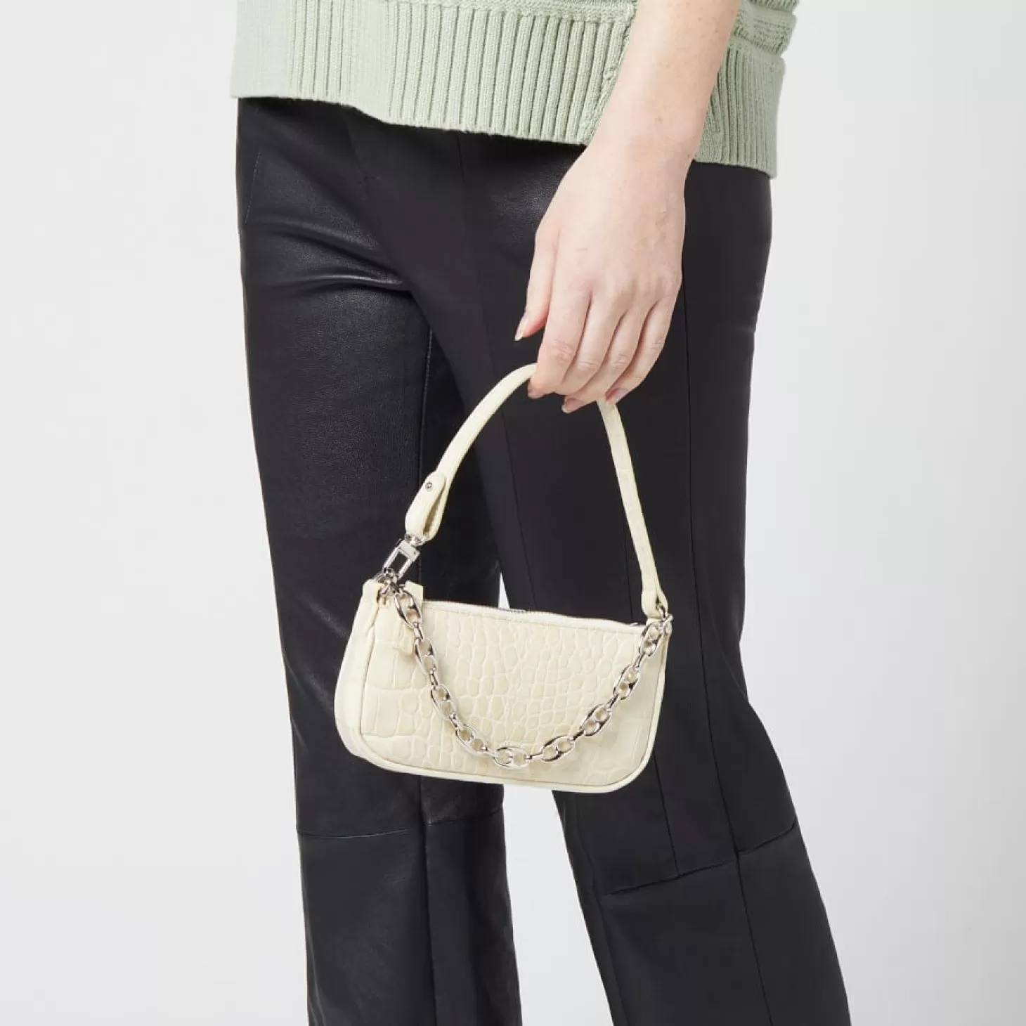 Women's Mini Rachel Croco Bag - Cream*BY FAR Discount