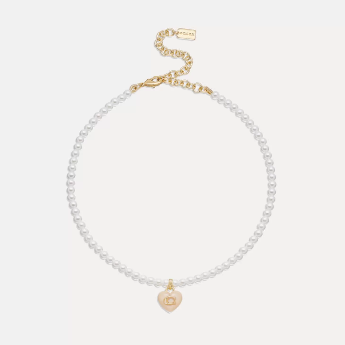 C Heart Gold-Plated Faux Pearl Choker Necklace*Coach Best