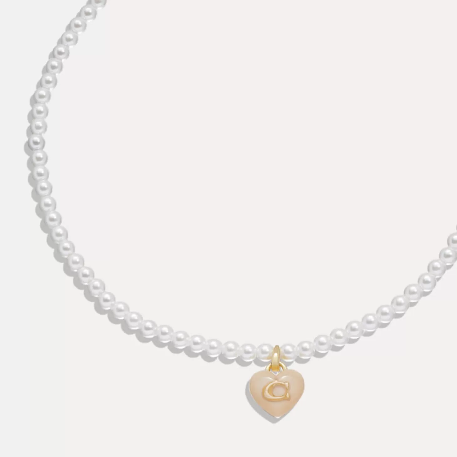 C Heart Gold-Plated Faux Pearl Choker Necklace*Coach Best