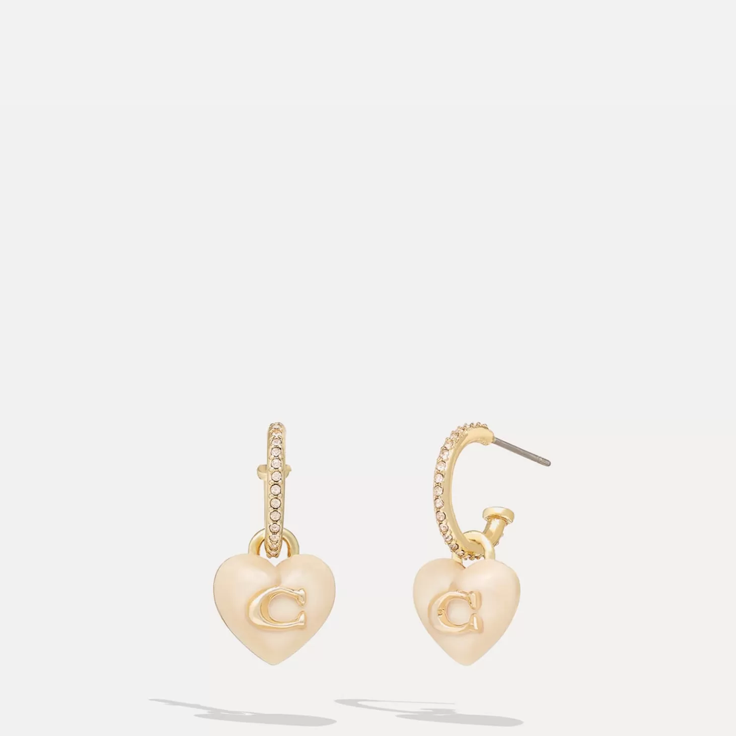 C Heart Pave Gold-Tone And Resin Huggie Earrings*Coach Shop