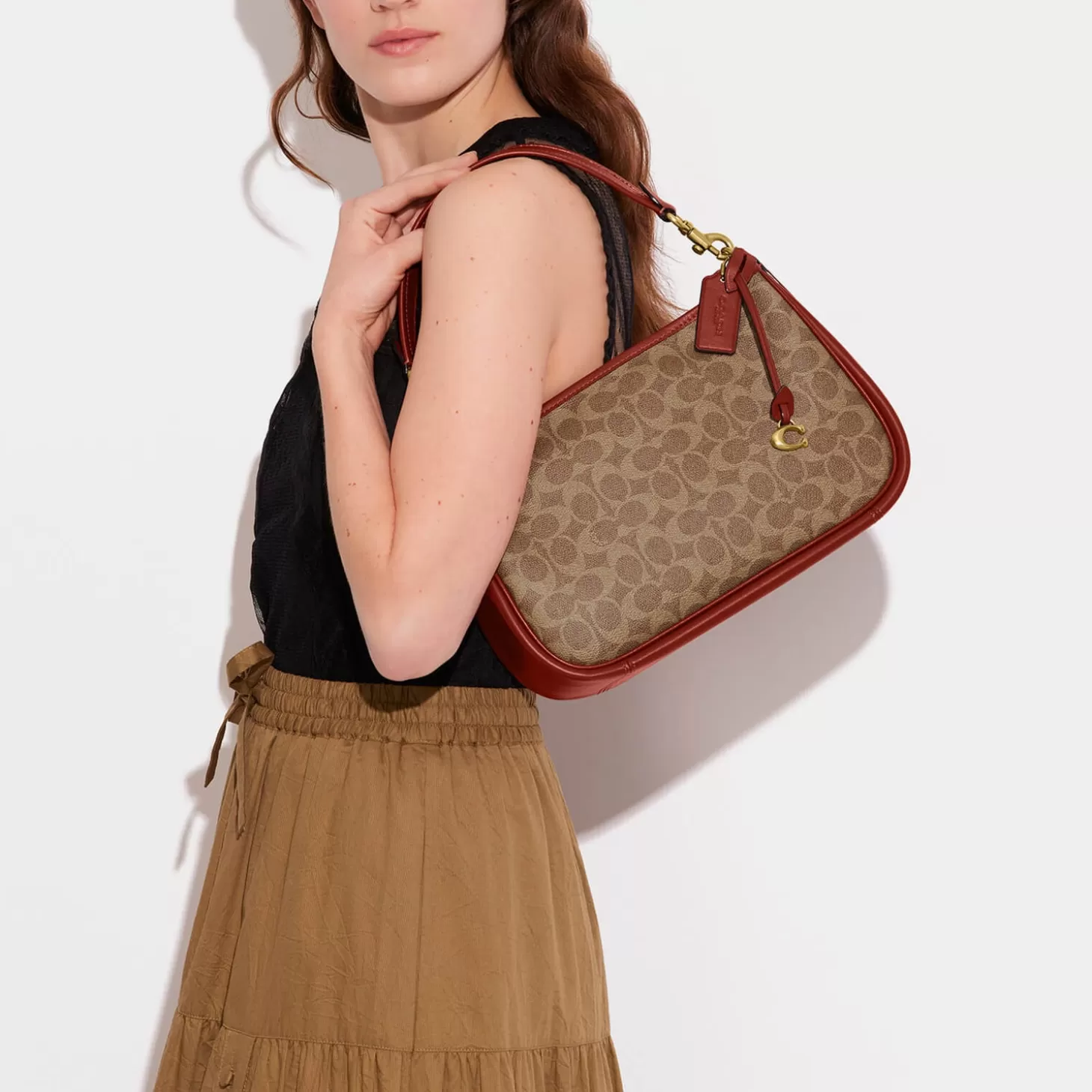 Cary Monogram Coated-Canvas And Leather Shoulder Bag*Coach Best Sale