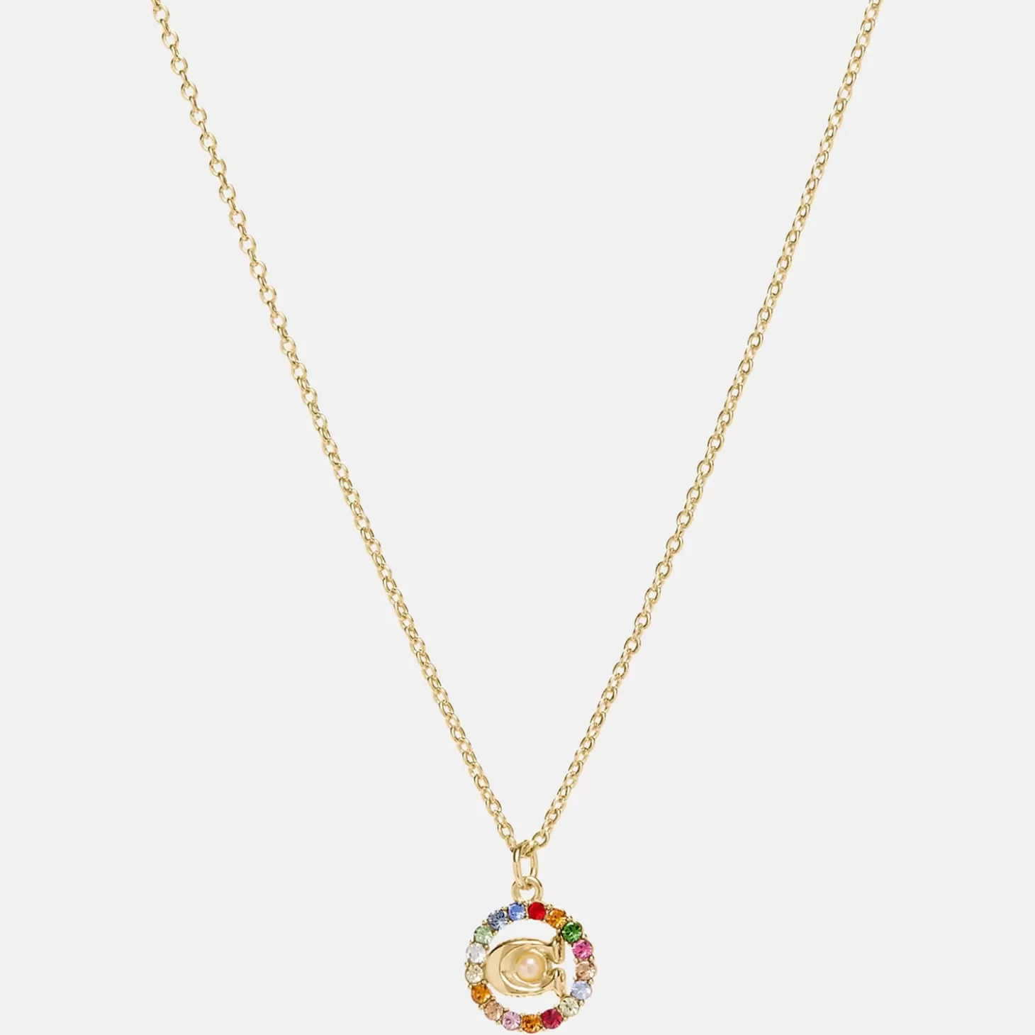 Women's C Multi Crystal Necklace - Gold/Multicolour*Coach Best