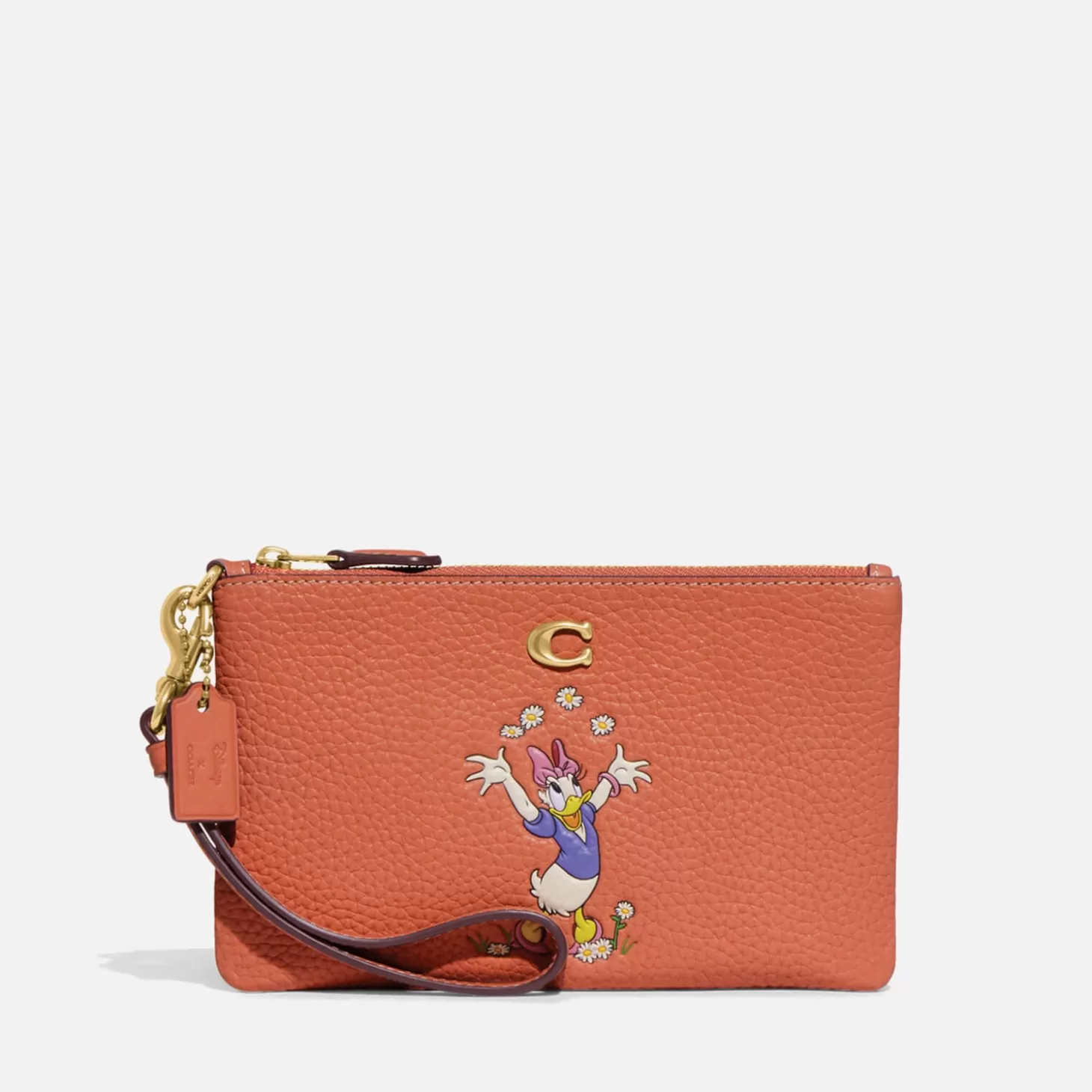 X Disney Daisy Duck Small Leather Wristlet*Coach Clearance