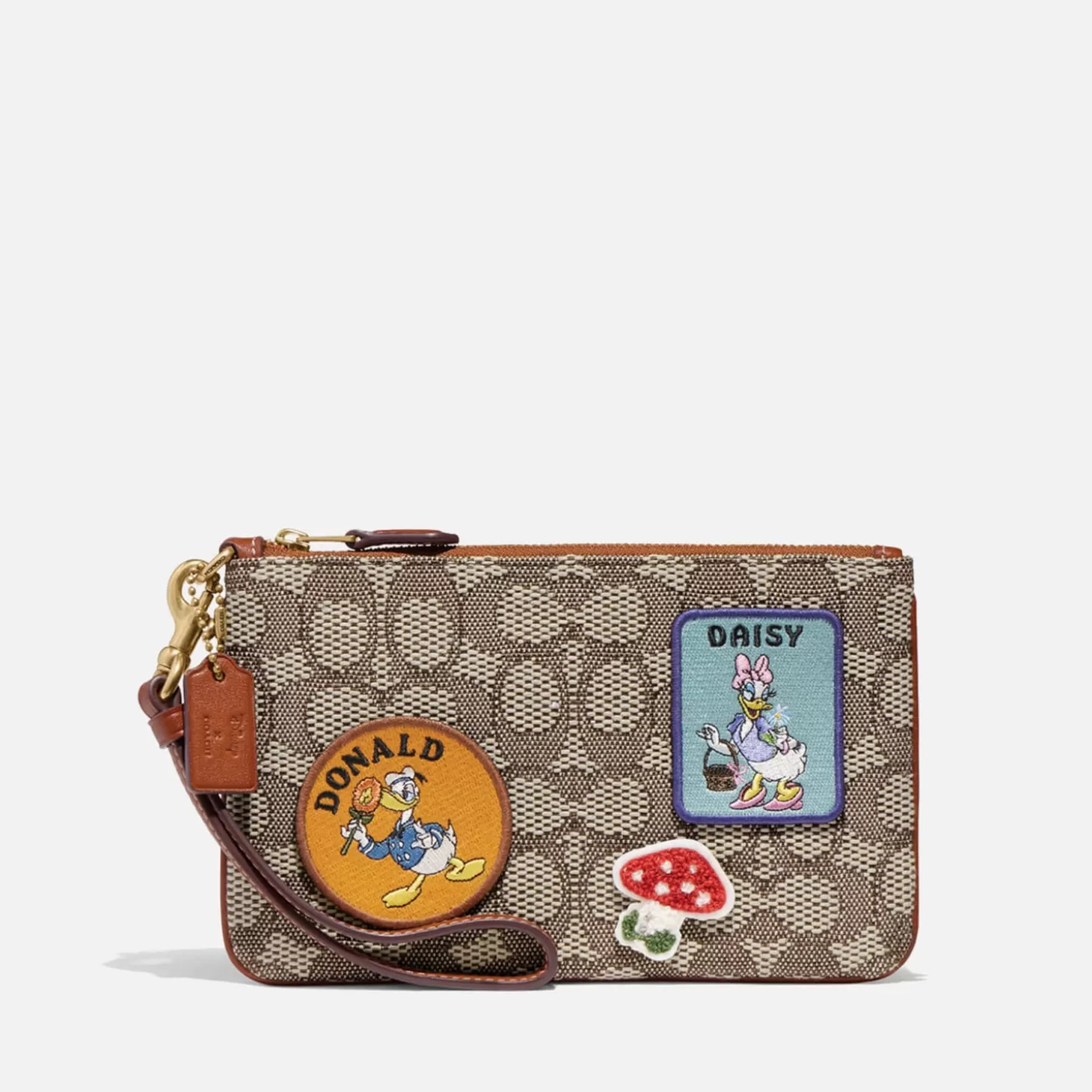 X Disney Designer Patched Small Jacquard Wristlet*Coach Fashion