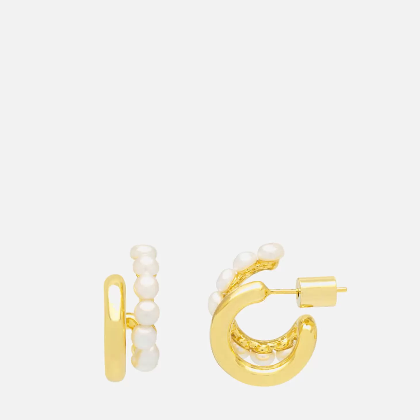 Double Illusion Gold-Tone And Pearl Hoop Earrings*Estella Bartlett Store