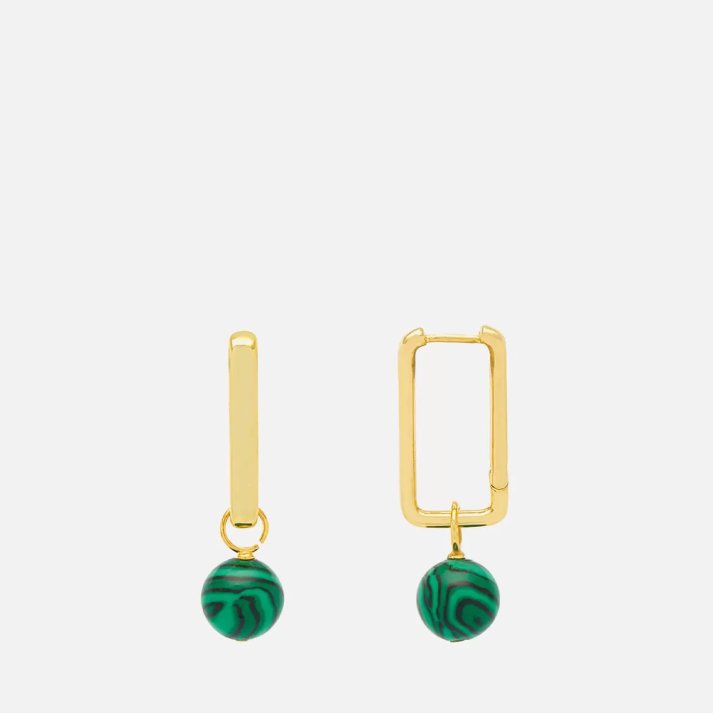 Elongated Gold-Plated Square Hoop With Malachite Drop*Estella Bartlett Flash Sale