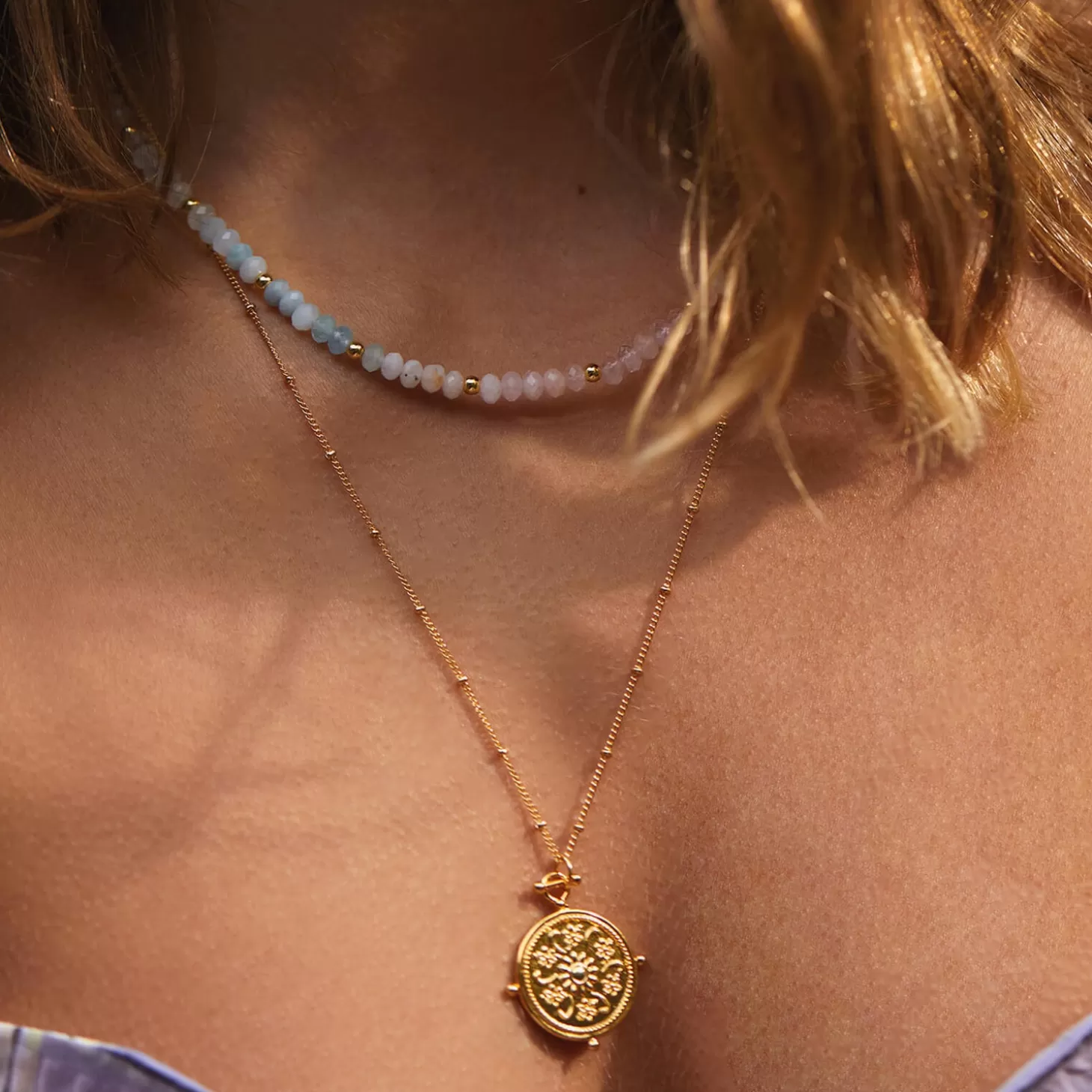 Gold-Plated Floral Coin Necklace*Estella Bartlett Online