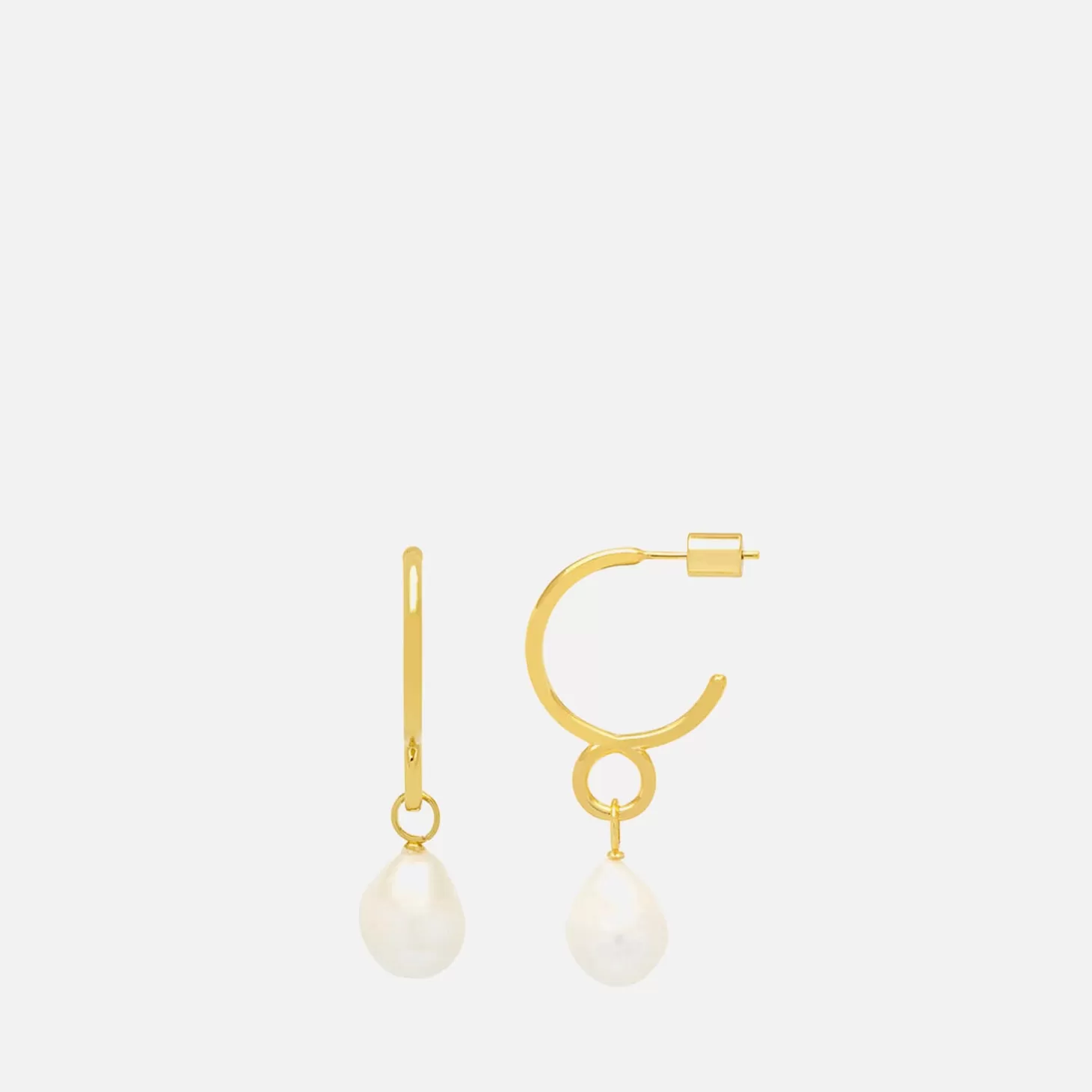 Gold-Plated Organic Twist Pearl Drop Hoop*Estella Bartlett Flash Sale