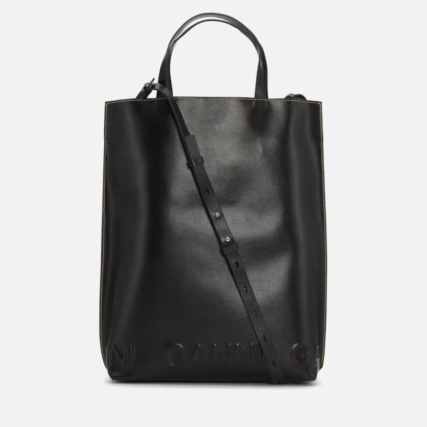 Medium Banner Logo Leather Tote Bag*Ganni Online