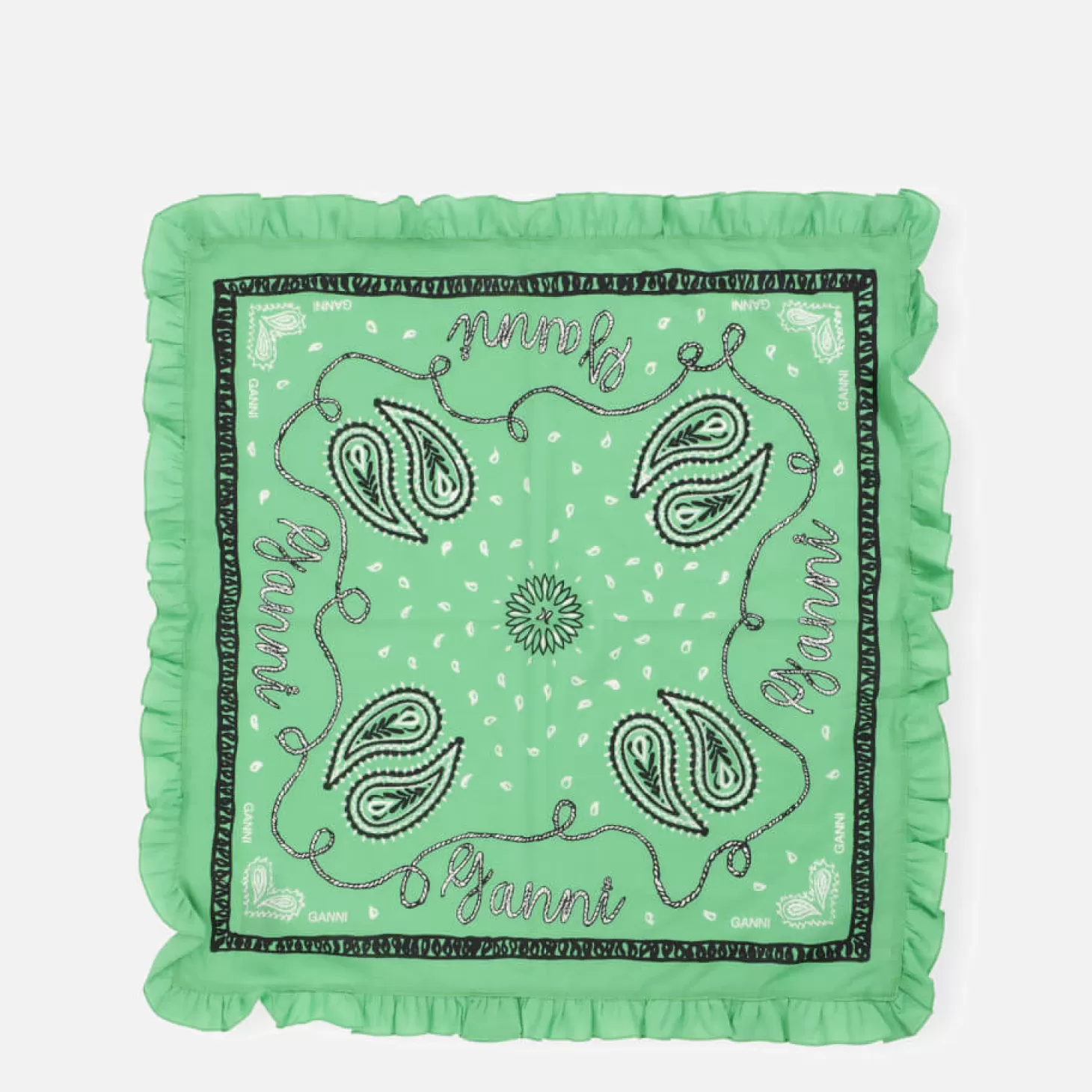 Ruffled Organic-Cotton Bandana*Ganni Clearance