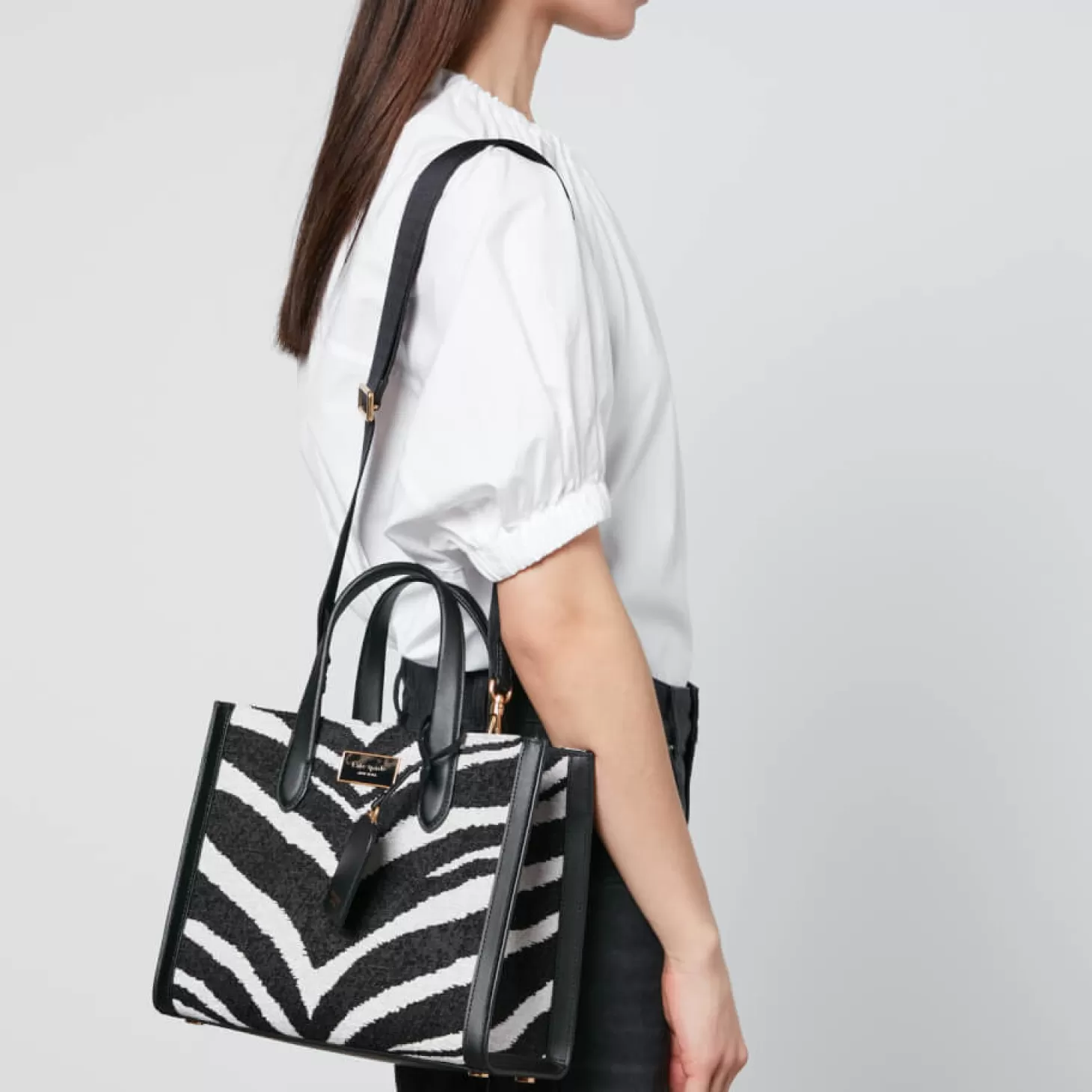 Manhattan Zebra Chenille And Leather Small Tote Bag*Kate Spade New York Online