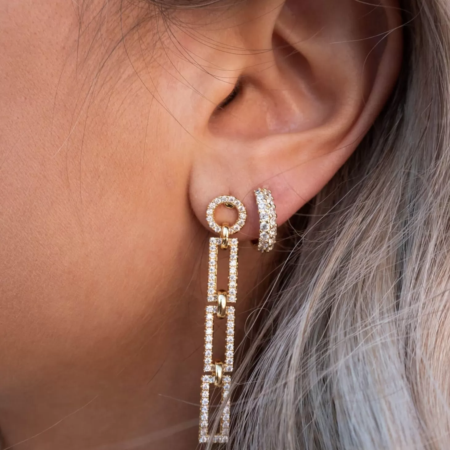 Pave Gold-Plated Crystal Baby Earrings*Luv AJ Online