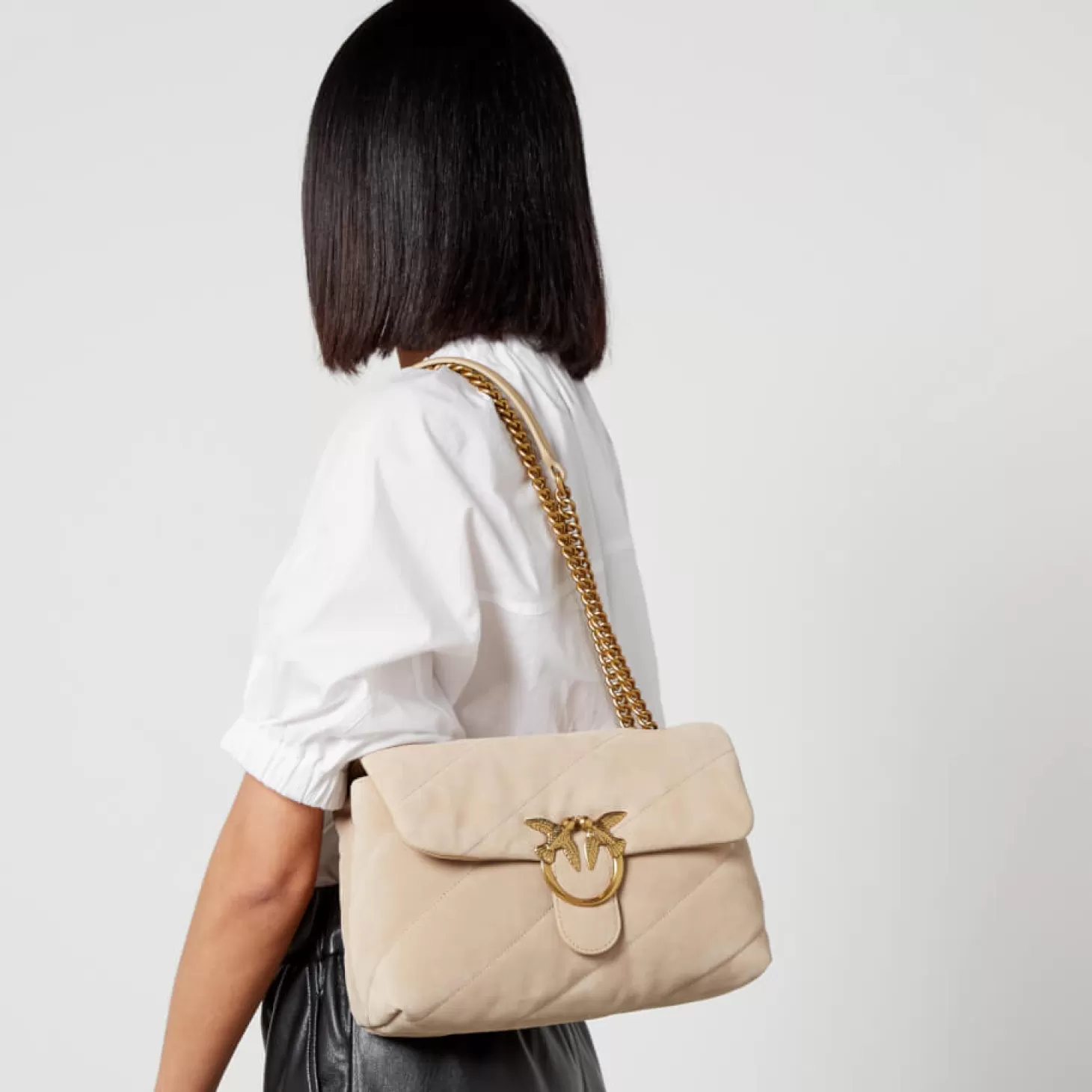 Love Classic Puff Cl Suede Crossbody Bag*Pinko Online