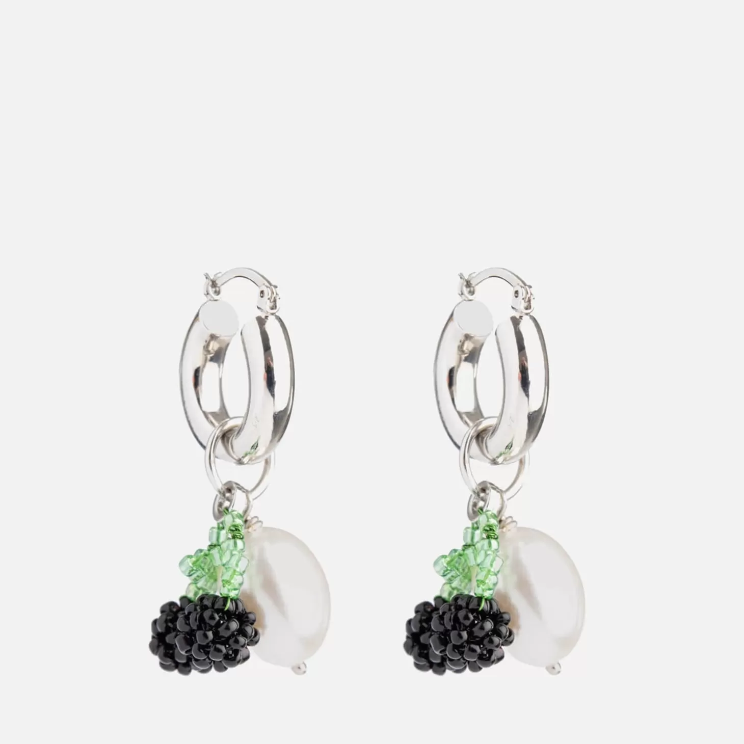 Jagger Silver-Tonefaux Pearl And Glass Hoop Earrings*Shrimps Store