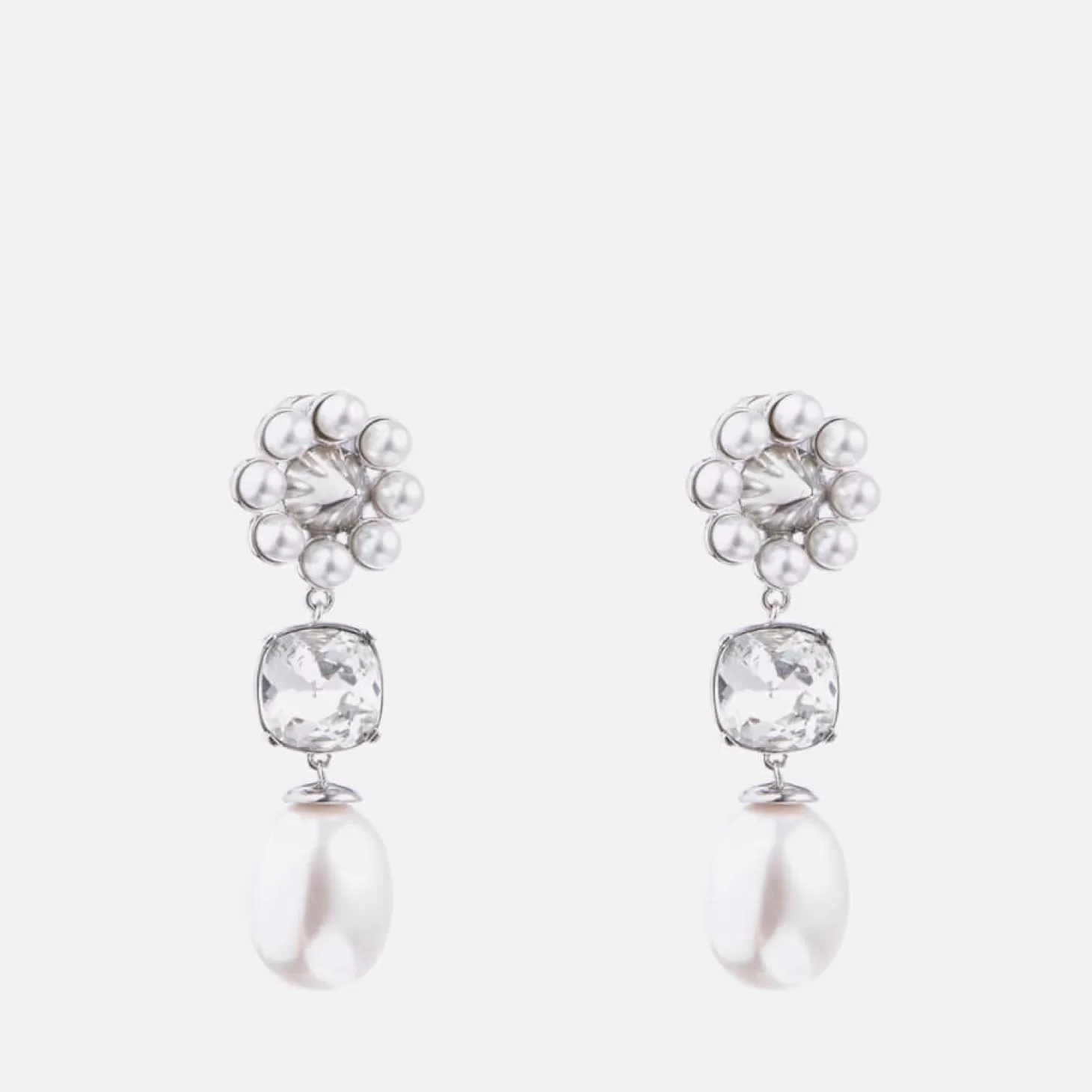 Terry Silver-Tonefaux Pearl And Crystal Earrings*Shrimps Clearance