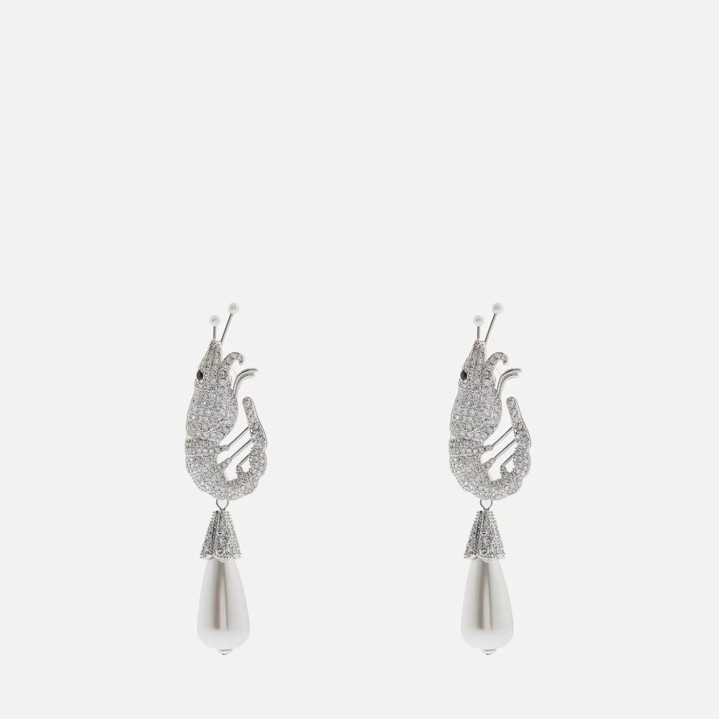 Women's Shrimp Crystal Earrings - Cream & Silver*Shrimps Cheap