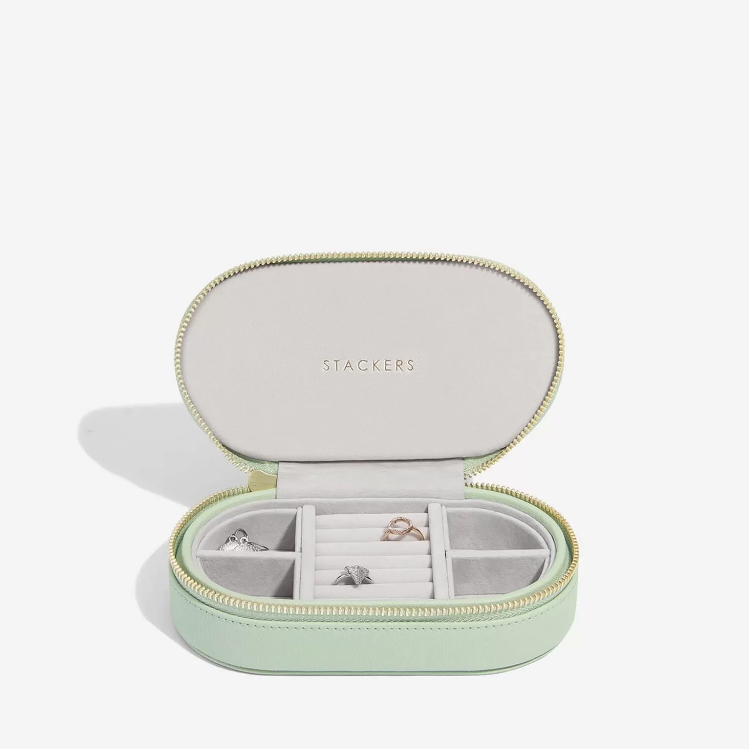 Oval Travel Jewellery Box - Sage*Stackers Flash Sale