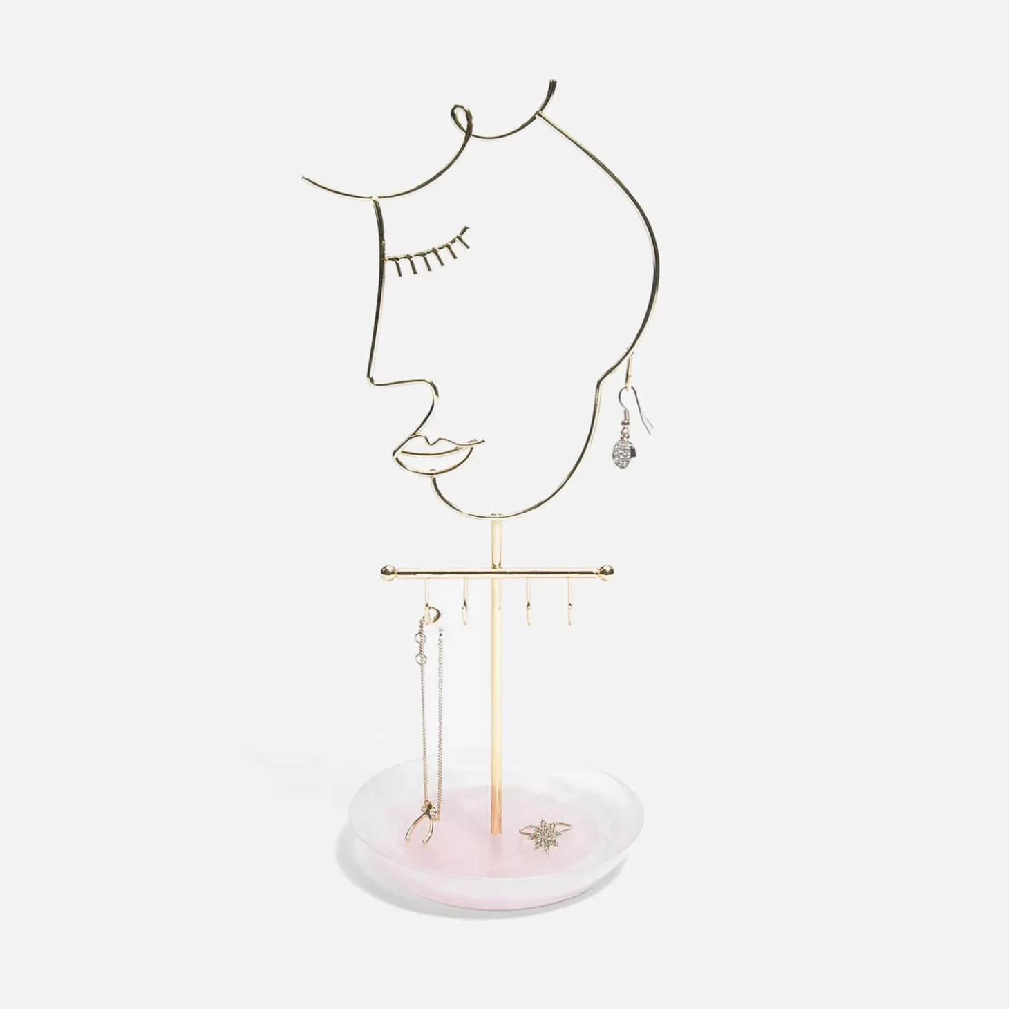 Rose Quartz Effect 5 Hook Face Jewellery Stand*Stackers Hot