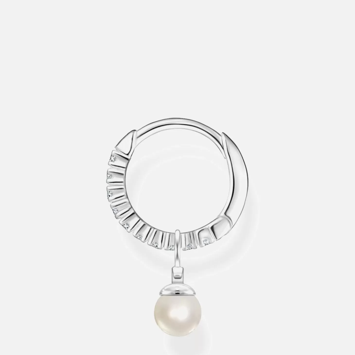 Women's Single Pearl Hoop Earring - Silver*THOMAS SABO Fashion